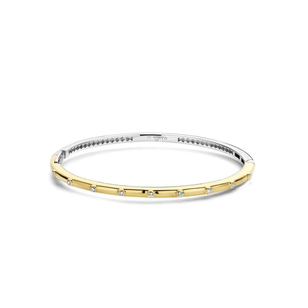 Bezel Two-Tone Bangle by TI SENTO