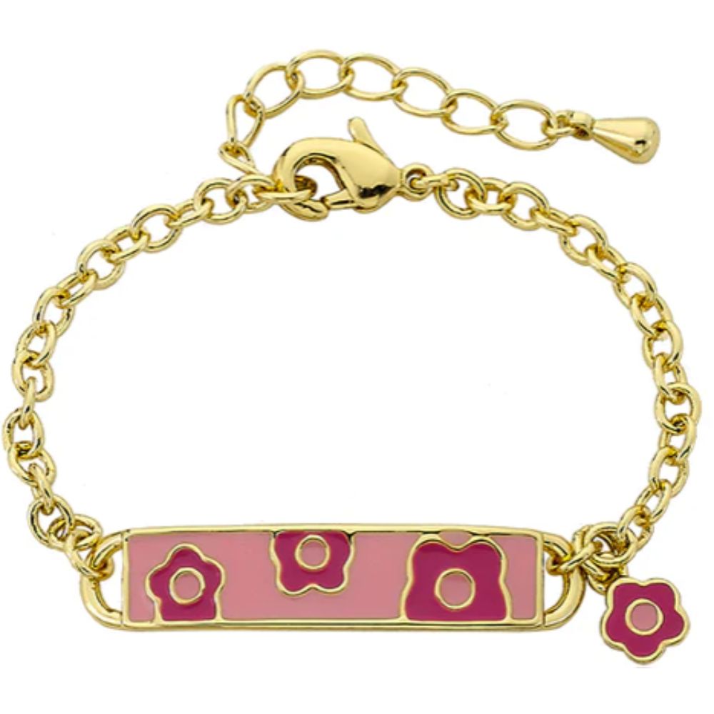 Child's Enamel Flower ID Bracelet by Twin Stars
