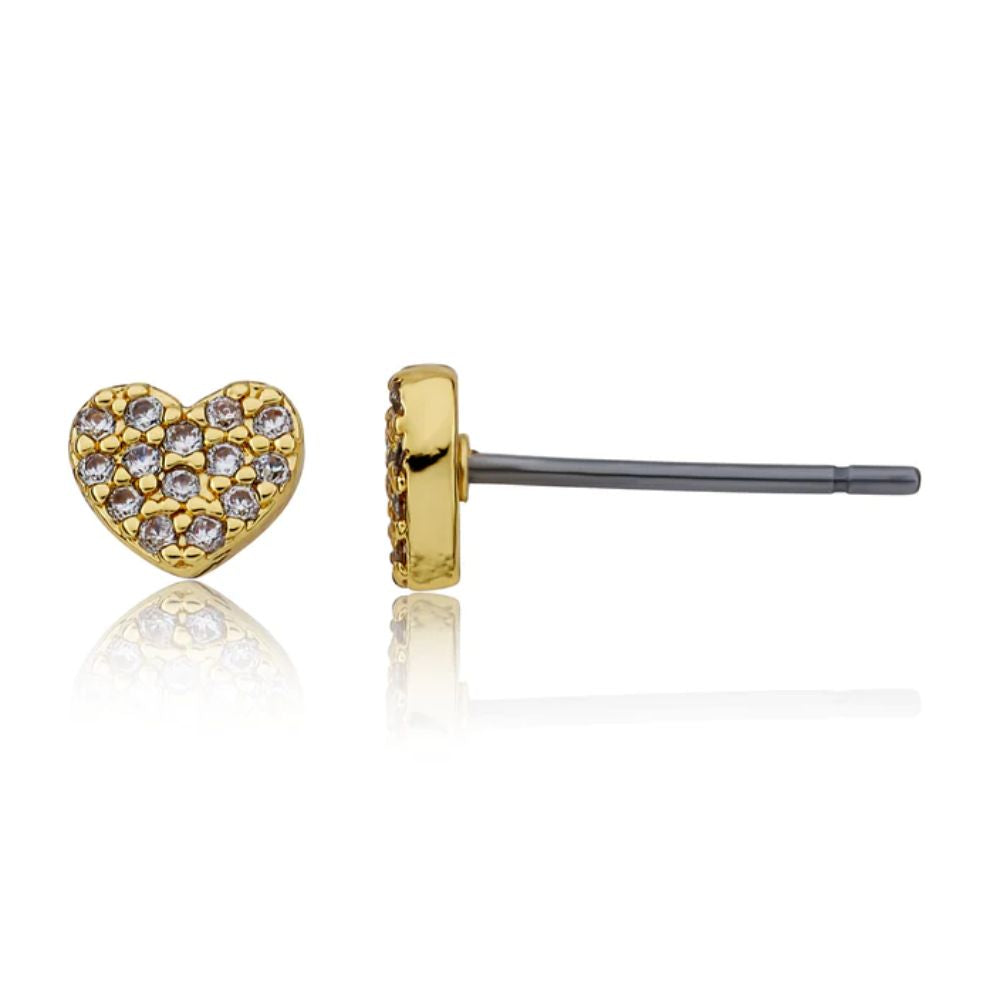 CZ Filled Heart Stud Earrings by Twin Stars