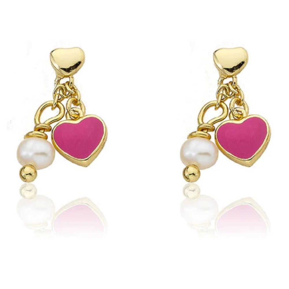 Hot Pink Heart Dangle Earrings by Twin Stars