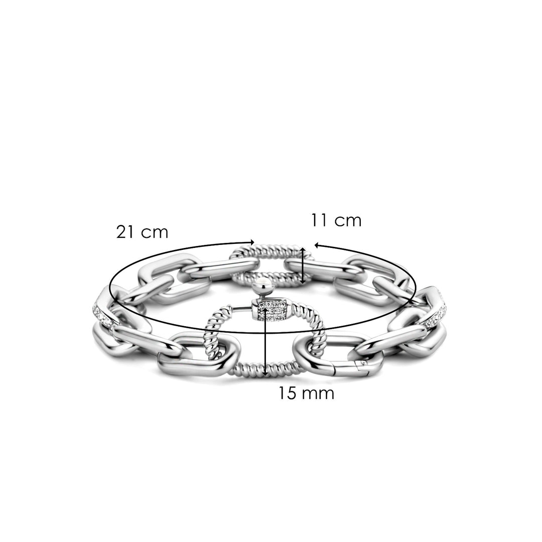 Paperclip Bracelet with Zirconia Accent by TI SENTO - West Orange Jewelers