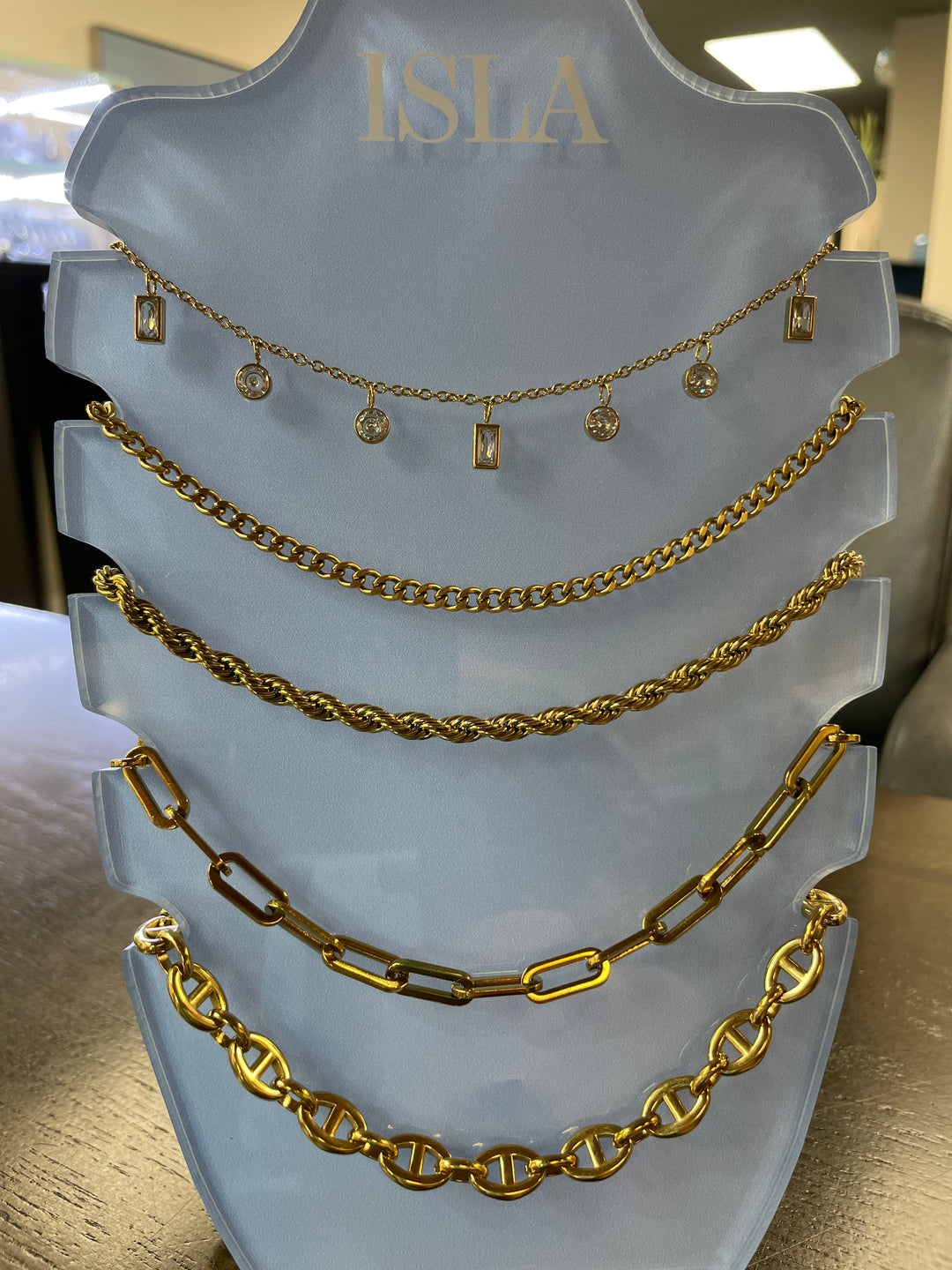 Gold Plated Chain Necklace Set by ISLA (Set of 5) - West Orange Jewelers