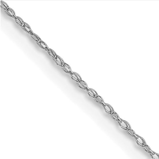 13" 14kt White Gold 0.5mm Carded Rope Chain