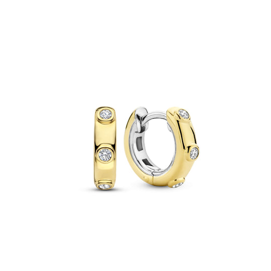 Gold-Plated Bezel Huggie Earring by TI SENTO
