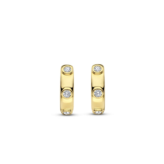 Gold-Plated Bezel Huggie Earring by TI SENTO