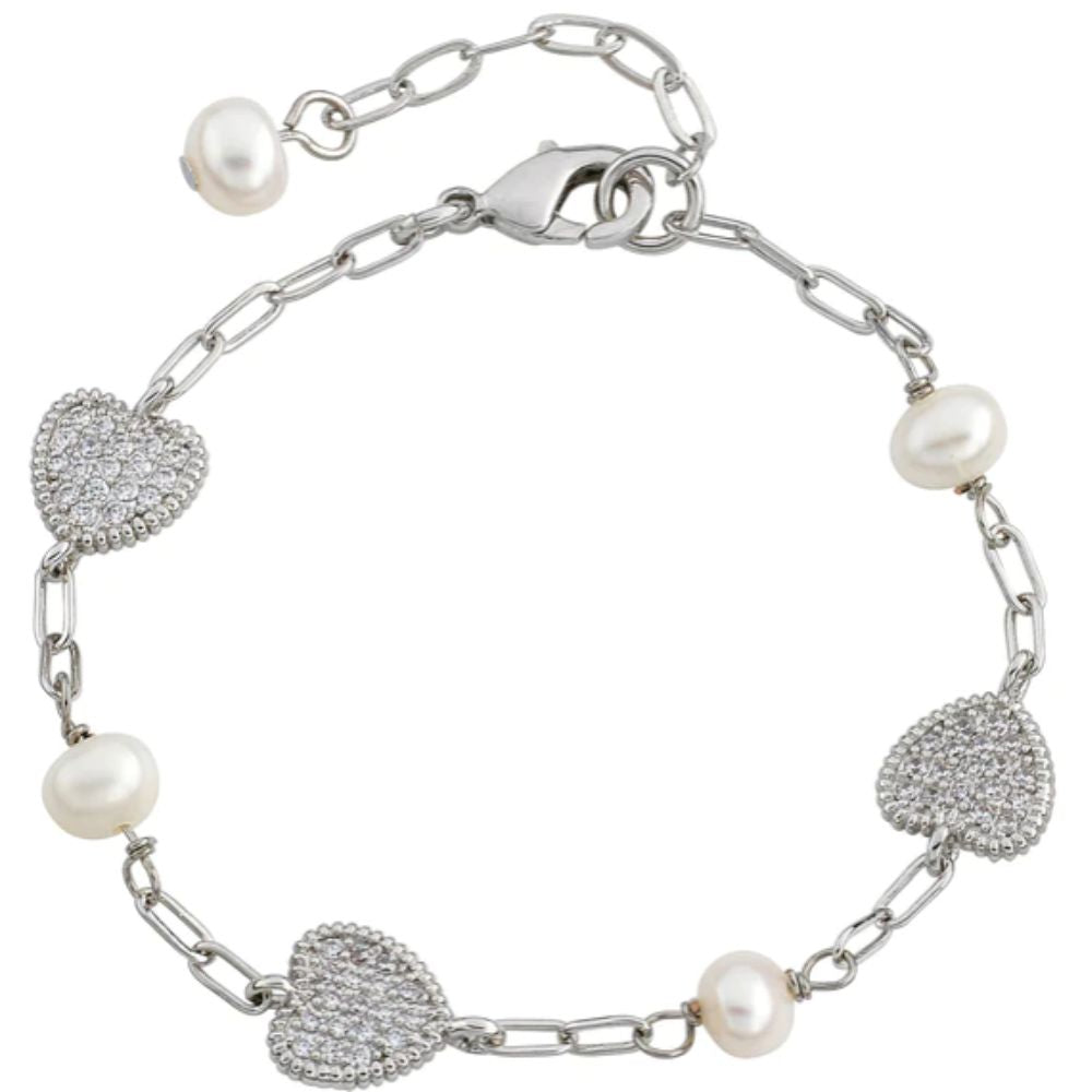 Child's Heart and Freshwater Pearl Bracelet by Twin Stars