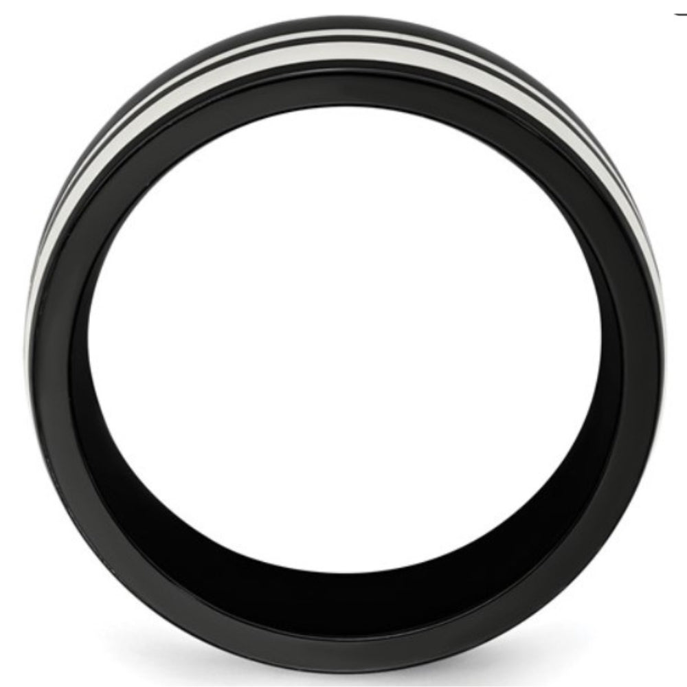 Black Titanium and Sterling Silver Ring by Edward Mirell