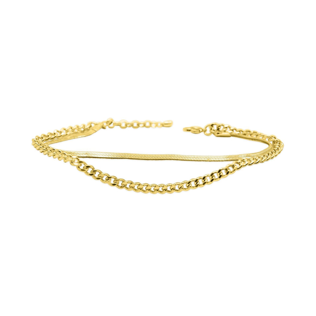 Curb and Snake Chain PVD Gold Anklet by ISLA