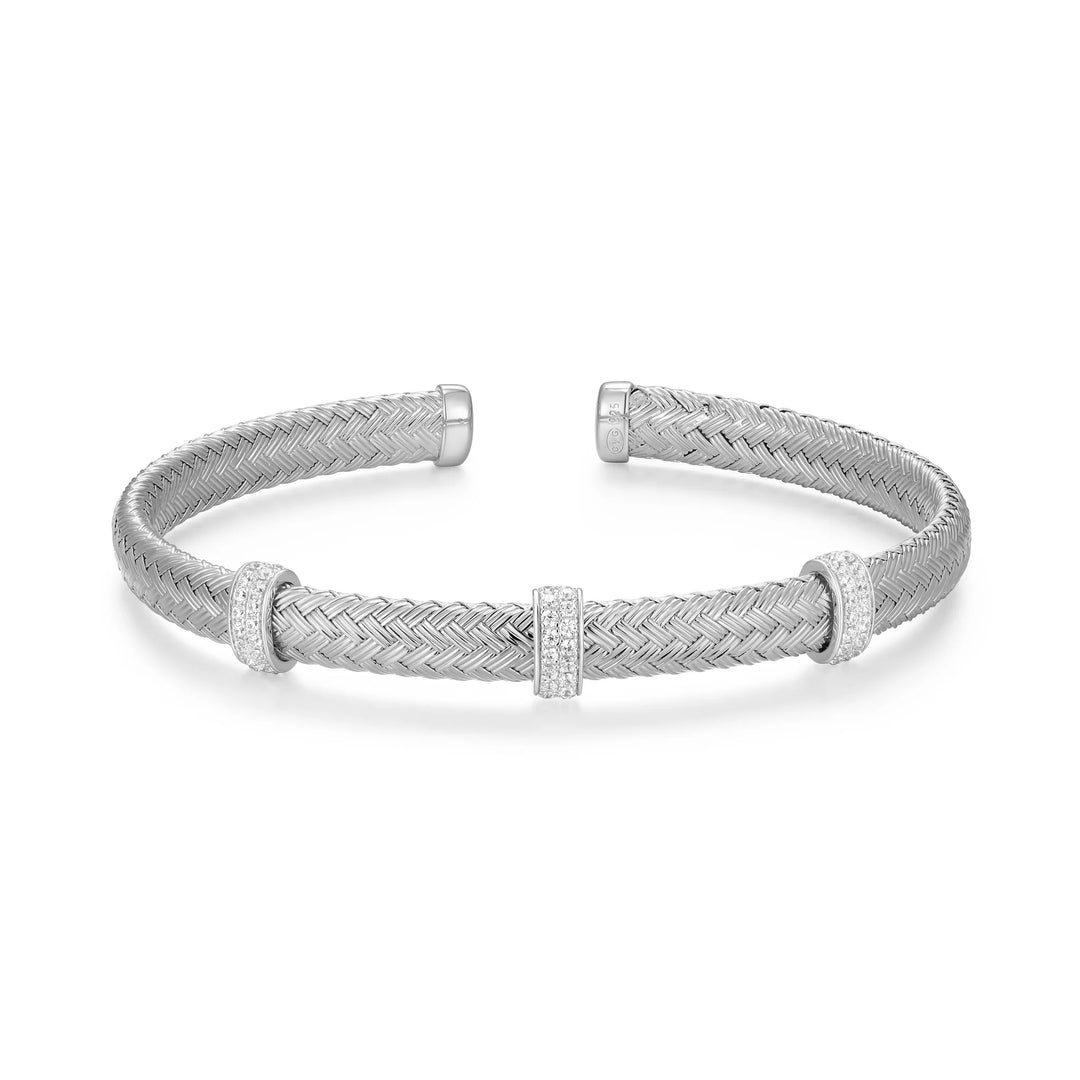6mm Sterling Silver CZ Cuff Bracelet by Charles Garnier - West Orange Jewelers