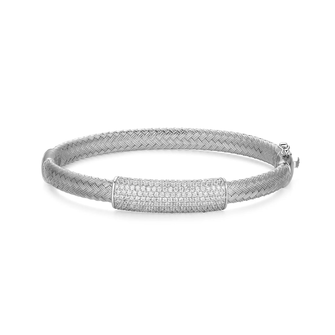 CB0184 – Bangle Bracelet | Sterling Silver, Rhodium Plated | 8 mm • 6.75"