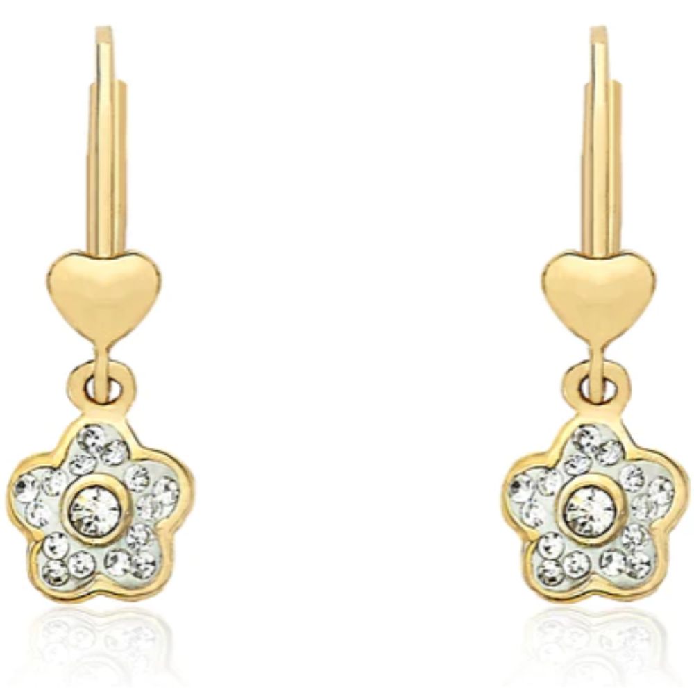 Single Crystal Flower Dangle Earrings by Twin Stars