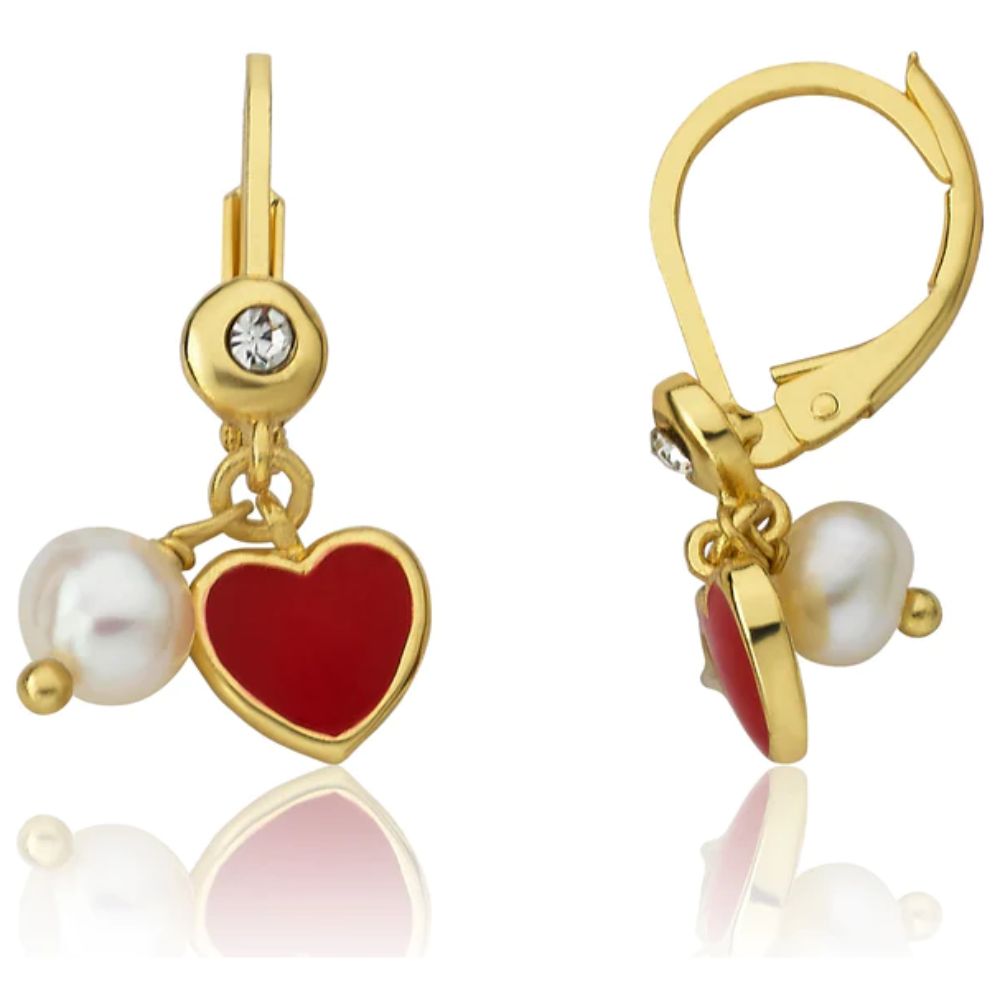 Red Heart Dangle Earrings by Twin Stars