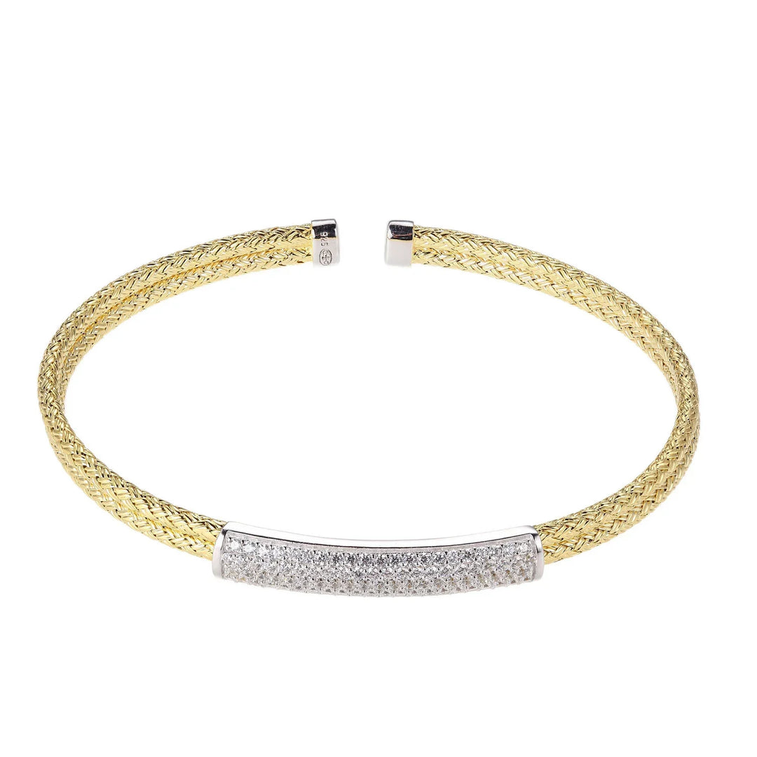 MLC3071YWZ – Cuff Bracelet | Sterling Silver, 18K Yellow Gold and Rhodium Plated | Double 2 mm • 6.75"