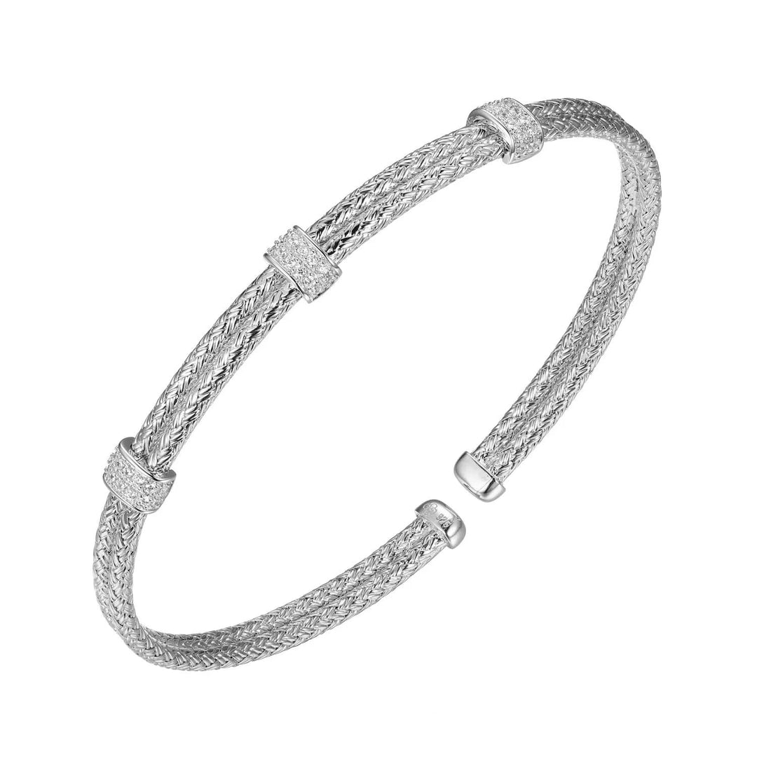 MLC3225WZ – Cuff Bracelet | Sterling Silver, Rhodium Plated | Double 2 mm • 6.75"