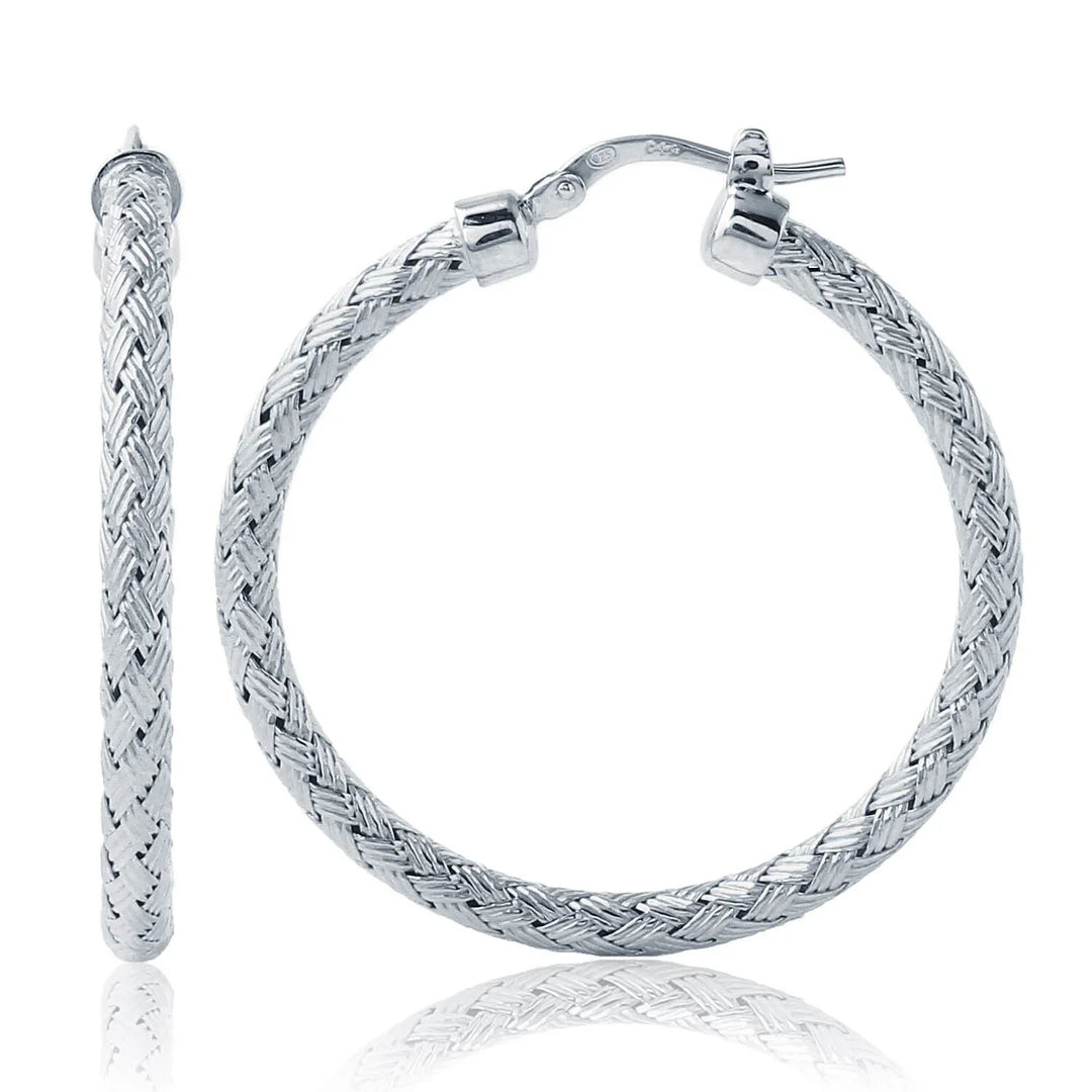MLE8095W45 – Hoop Earring | Sterling Silver, Rhodium Plated | 3 mm • 45 mm