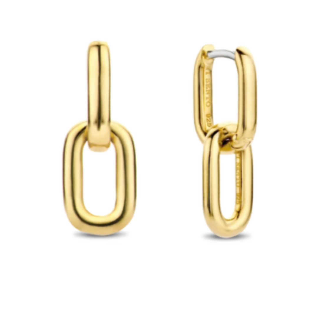 Gold-plated Paperclip Link Earring by TI SENTO - West Orange Jewelers