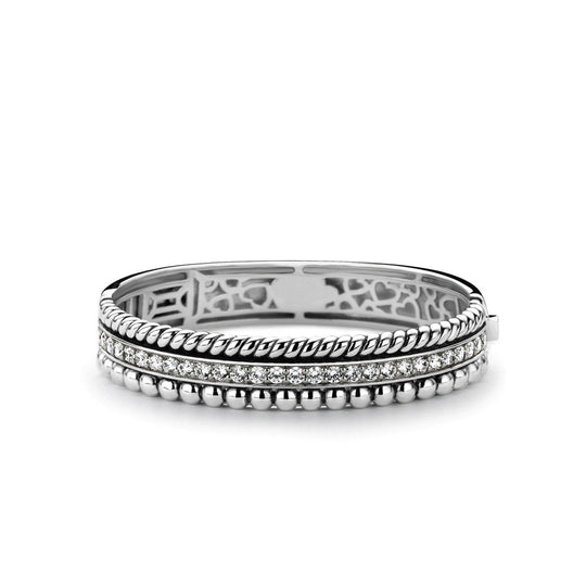 Bold Silver Zirconia Bangle by TI SENTO - West Orange Jewelers