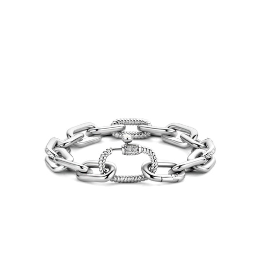 Paperclip Bracelet with Zirconia Accent by TI SENTO - West Orange Jewelers