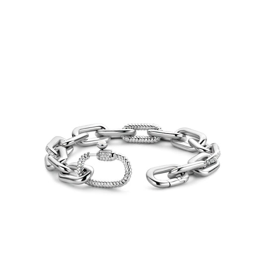 Paperclip Bracelet with Zirconia Accent by TI SENTO - West Orange Jewelers