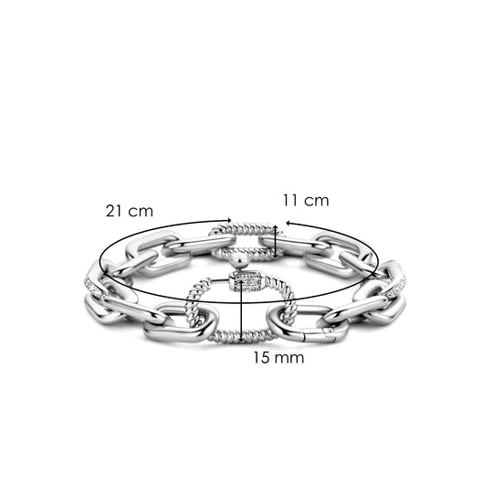 Paperclip Bracelet with Zirconia Accent by TI SENTO - West Orange Jewelers