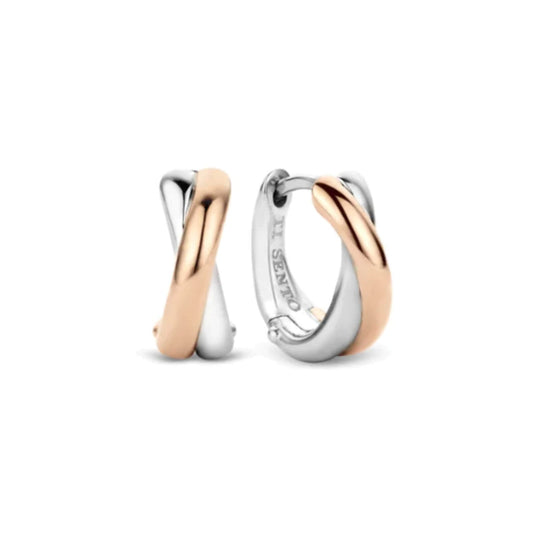 Rose Gold Plated Huggie Earring by TI SENTO