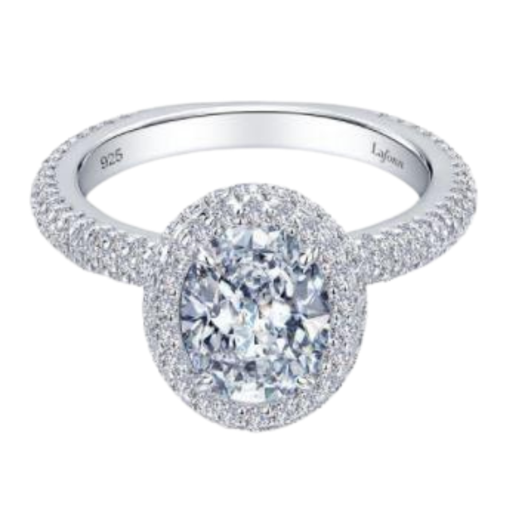Oval Pave Engagement Ring by Lafonn - West Orange Jewelers